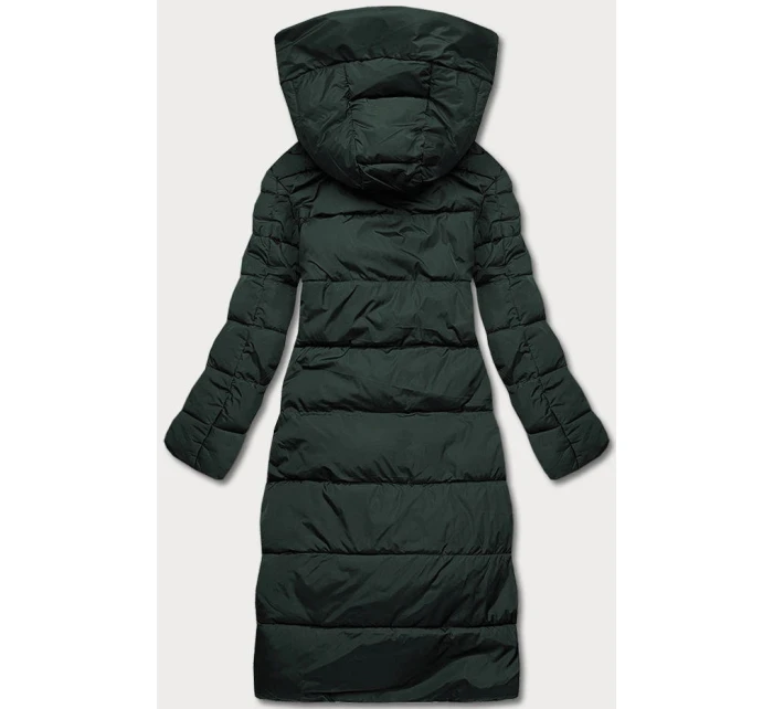 Tmavě zelená dlouhá dámská zimní bunda model 21246309 - LHD Tmavě zelená dlouhá dámská zimní bunda model 21246309 - LHD