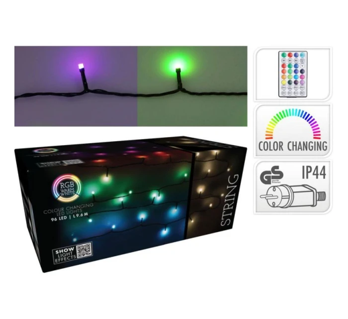VÁNOČNÍ STROM SVĚTLA SVĚTELNÝ ŘETĚZ 96 VEDL RGB S DÁLKOVÝM OVLÁDÁNÍM