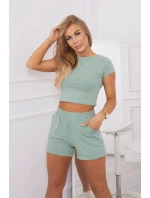 Bavlněná souprava se šortkami tmavě mátová Bavlněná souprava se šortkami tmavě mátová