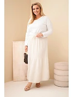 Dámská sukně Plus Size bavlněná mušelínová s volánem a gumou béžová