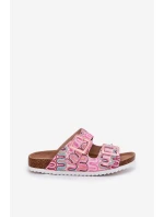 Dámské Pantofle S Přezkami A Brokátem Růžové S.Barski RB51-006 Dámské Pantofle S Přezkami A Brokátem Růžové S.Barski RB51-006