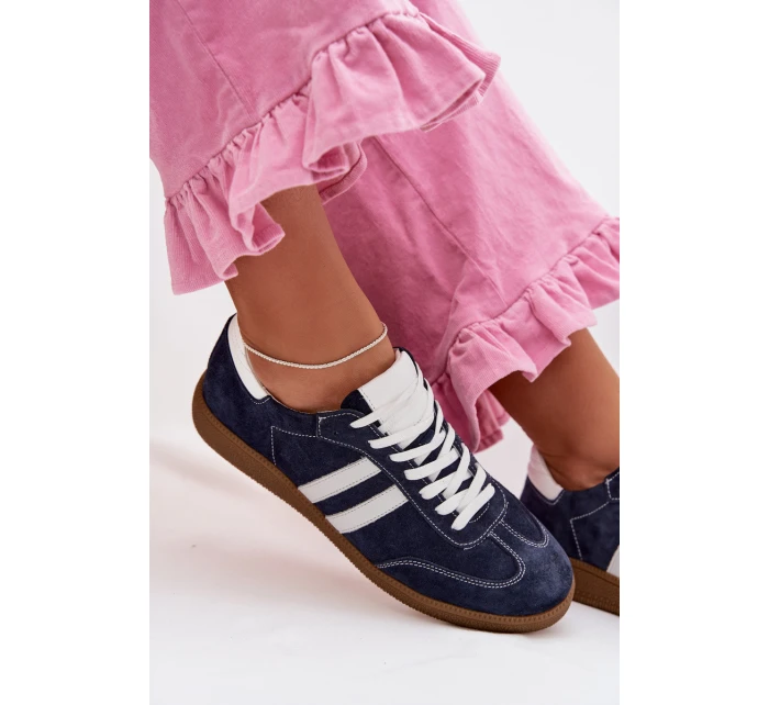 model 22026489 Semišové Nízké Dámské Tenisky Tmavě Modré - Zazoo