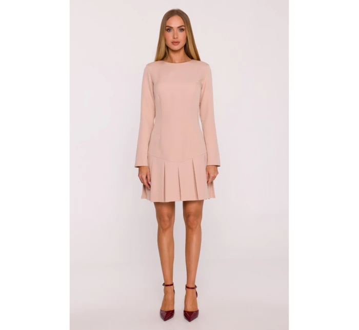 Šaty s záhyby béžové model 21295918 - Moe Šaty s záhyby béžové model 21295918 - Moe