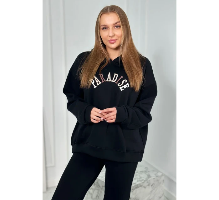 Bavlněná souprava s vyšívaným nápisem Paradise černý