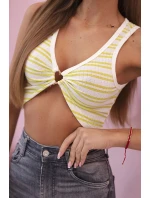 Dámský bavlněný top s výstřihem a zlatým model 21227158 zelená - K-Fashion