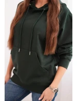 Dámská mikina s kapucí a klokankou z bavlny tmavě zelená Dámská mikina s kapucí a klokankou z bavlny tmavě zelená