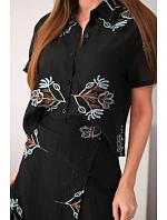 Dámský komplet košile s krátkým rukávem a  černá model 22048787 - K-Fashion