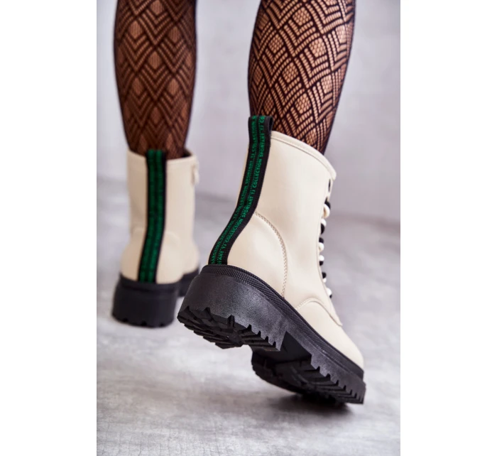 Dámské kožené boty Workers Světle béžové Denila