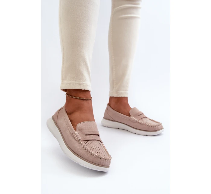 Sametové mokasíny na platformě Sergio Leone SP012 Beige