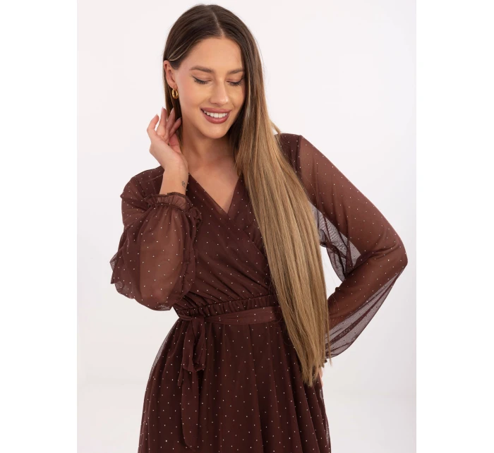 Sukienka MI SK model 21768454 brązowy - FPrice Sukienka MI SK model 21768454 brązowy - FPrice