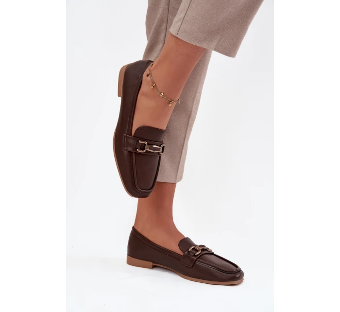 Dámské loafers polobotky s ozdobou Priscelle – hnědé