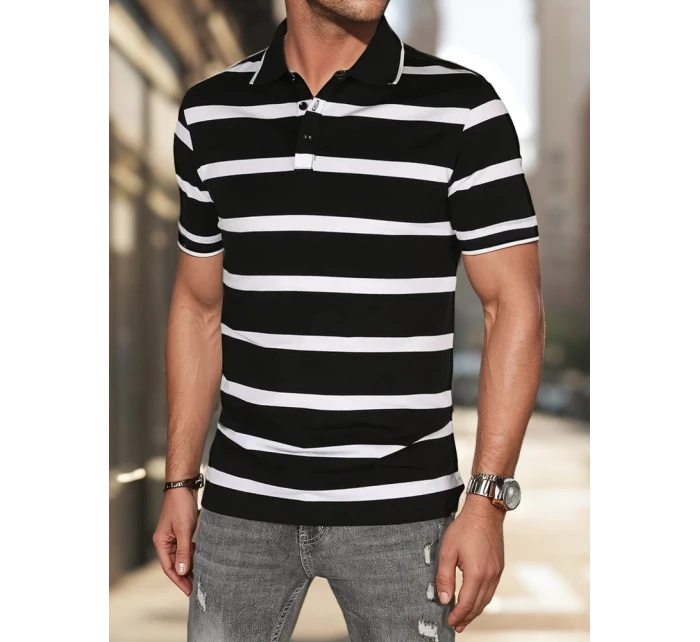 Pánské pruhované polo tričko černé model 21987929 - Dstreet