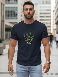 Pánské bavlněné tričko s originálním potiskem, tmavě modré, FashionStreet NX0149R