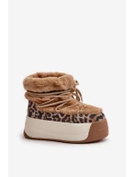 Kožené Dámské Sněhule Na Silné Podešvi S Kožešinou Panteřa Big Star OO274A207 Hnědé Kožené Dámské Sněhule Na Silné Podešvi S Kožešinou Panteřa Big Star OO274A207 Hnědé