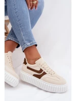 Dámské tenisky na platformě s eko semišem béžové Cadrina Dámské tenisky na platformě s eko semišem béžové Cadrina