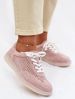 Kožené semišové dámské tenisky s Růžové model 22100237 - Boto