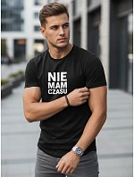 Pánské bavlněné tričko s vtipnými nápisy černé FashionStreet NX0114R
