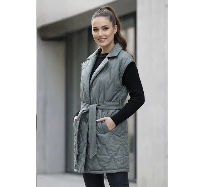 Khaki prošívaná vesta Goodlookin s páskem (B8603-11) Khaki prošívaná vesta Goodlookin s páskem (B8603-11)