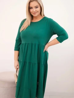 Dámská bavlněná sukni Plus Size s volány a ohrnutým rukávem zelená