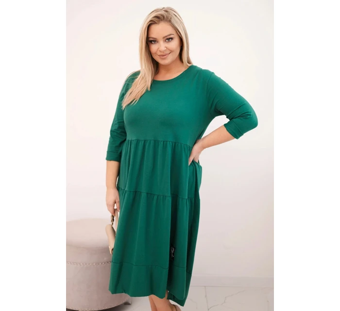 Dámská bavlněná sukni Plus Size s volány a ohrnutým rukávem zelená Dámská bavlněná sukni Plus Size s volány a ohrnutým rukávem zelená
