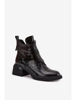 Lakované kožené dámské boty s na Černé model 21708346 - Boto