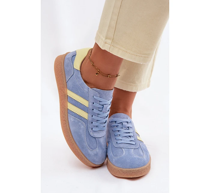 Kožené semišové dámské tenisky model 22101256 Modré - S.Barski Kožené semišové dámské tenisky model 22101256 Modré - S.Barski