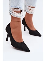 Materiálové Podpatky Lodičky Černé model 22102879 - Boto Materiálové Podpatky Lodičky Černé model 22102879 - Boto