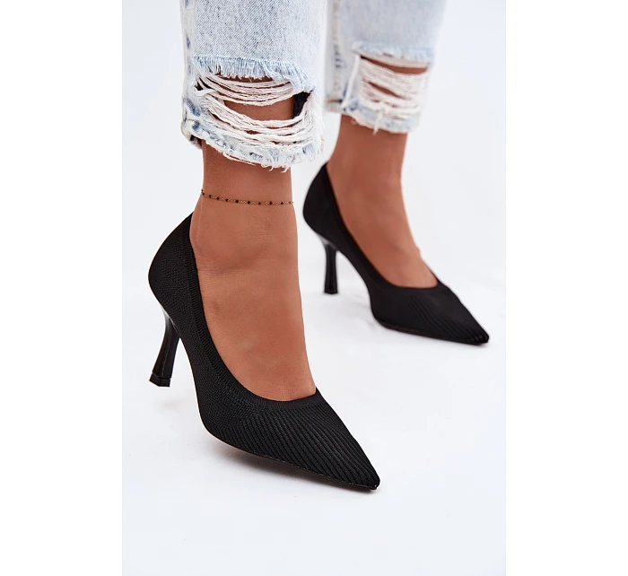 Materiálové Podpatky Lodičky Černé model 22102879 - Boto Materiálové Podpatky Lodičky Černé model 22102879 - Boto