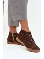 Dámské kožené polobotky s prošitím na zip Artiker – hnědé Dámské kožené polobotky s prošitím na zip Artiker – hnědé