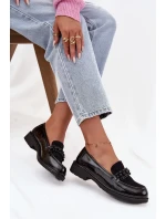 Lakované dámské mokasíny s korálky S.Barski – černé Lakované dámské mokasíny s korálky S.Barski – černé