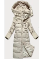 Světle béžová zimní bunda z různých spojených materiálů model 21248669 - Libland