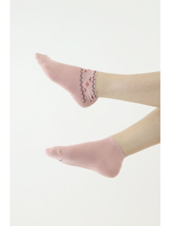 Elegantní ponožky 522 růžové s ozdobnou aplikací