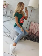 Halenka s potiskem rtů zelená