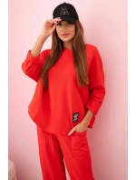 Bavlněná mikina kalhoty set červený Bavlněná mikina kalhoty set červený