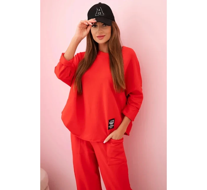 Bavlněná mikina kalhoty set červený Bavlněná mikina kalhoty set červený