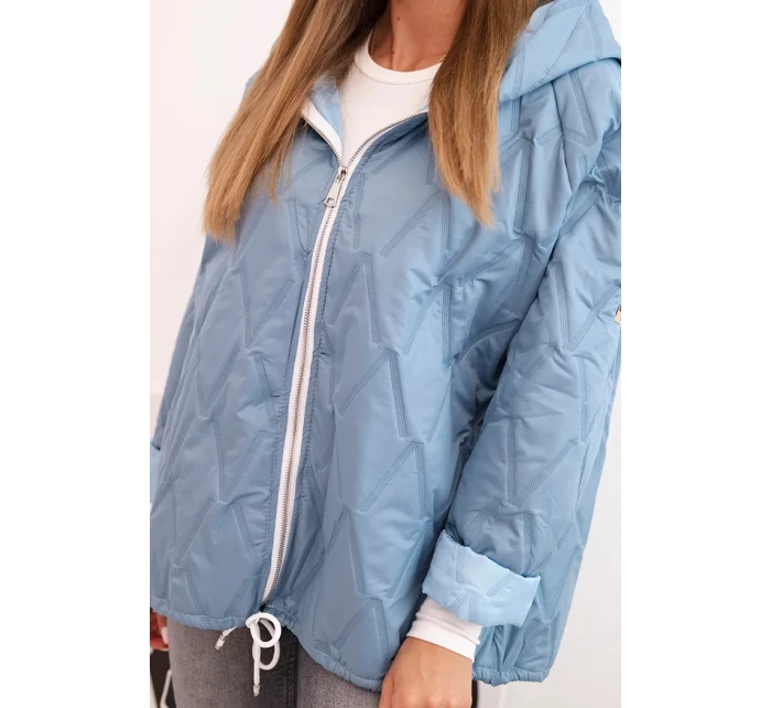 Dámská prošívaná bunda s kapucí džínová modrá