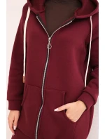Dámská mikina s kapucí a zipem model 21780817 bordová - K-Fashion Dámská mikina s kapucí a zipem model 21780817 bordová - K-Fashion