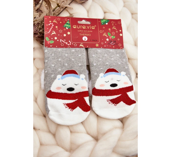 Vánoční ponožky model 21569077 šedé - Aura.via