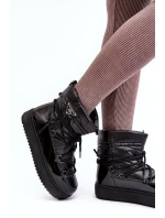 Dámské sněhule na platformě s mašlí černé model 21641625 - Boto Dámské sněhule na platformě s mašlí černé model 21641625 - Boto