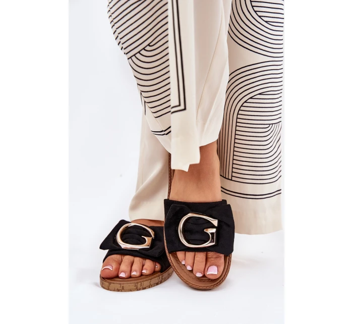 Plné Dámské Sandály S Ozdobným Detalem Černé Nellodra