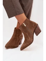 Kovbojky z pravé semišové kůže model 22035885 Khaki - Zazoo