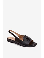Dámské sandály na nízkém podpatku s ozdobou model 22133753 Černé - S.Barski