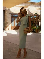 M847 Šaty na jedno rameno s mašlí - mátové M847 Šaty na jedno rameno s mašlí - mátové