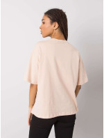 Bavlněné tričko Donna RUE PARIS broskvové barvy