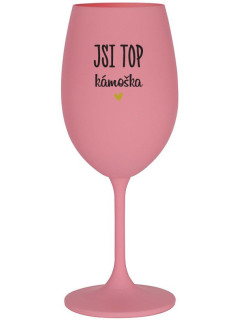 JSI TOP KÁMOŠKA - růžová sklenice na víno 350 ml