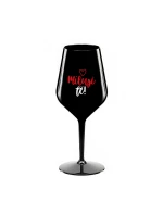 MILUJI TĚ! (SRDÍČKO) - černá nerozbitná sklenice na víno 470 ml