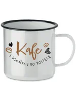 KAFE S DONÁŠKOU DO POSTELE - bílý plecháček 350 ml