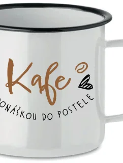KAFE S DONÁŠKOU DO POSTELE - bílý plecháček 350 ml
