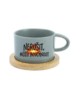 NERUŠIT, MŮŽU BOUCHNOUT. - šedý hrníček makronka 200 ml NERUŠIT, MŮŽU BOUCHNOUT. - šedý hrníček makronka 200 ml