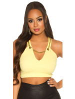 Sexy Crop V-Cut Top with necklace